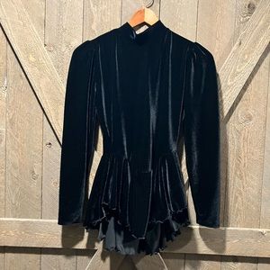 Black velvet long sleeved figure skating dress. Size Small